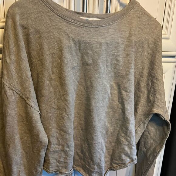 FREE PEOPLE Beach Cropped Burnout Slouchy Sweatshirt SP - Picture 1 of 8